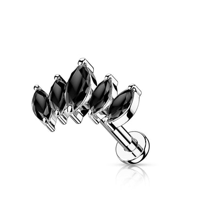 Multi CZ Crystal Marquise Fan Internally Threaded Stud - 316L Stainless Steel