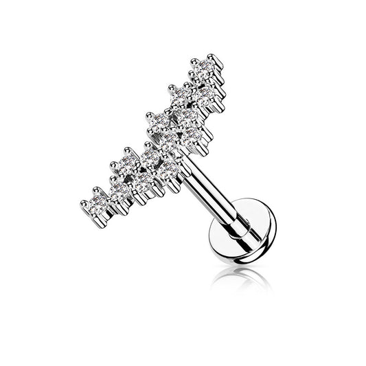 Prong Set CZ Crystal Cluster Internally Threaded Stud - 316L Stainless Steel