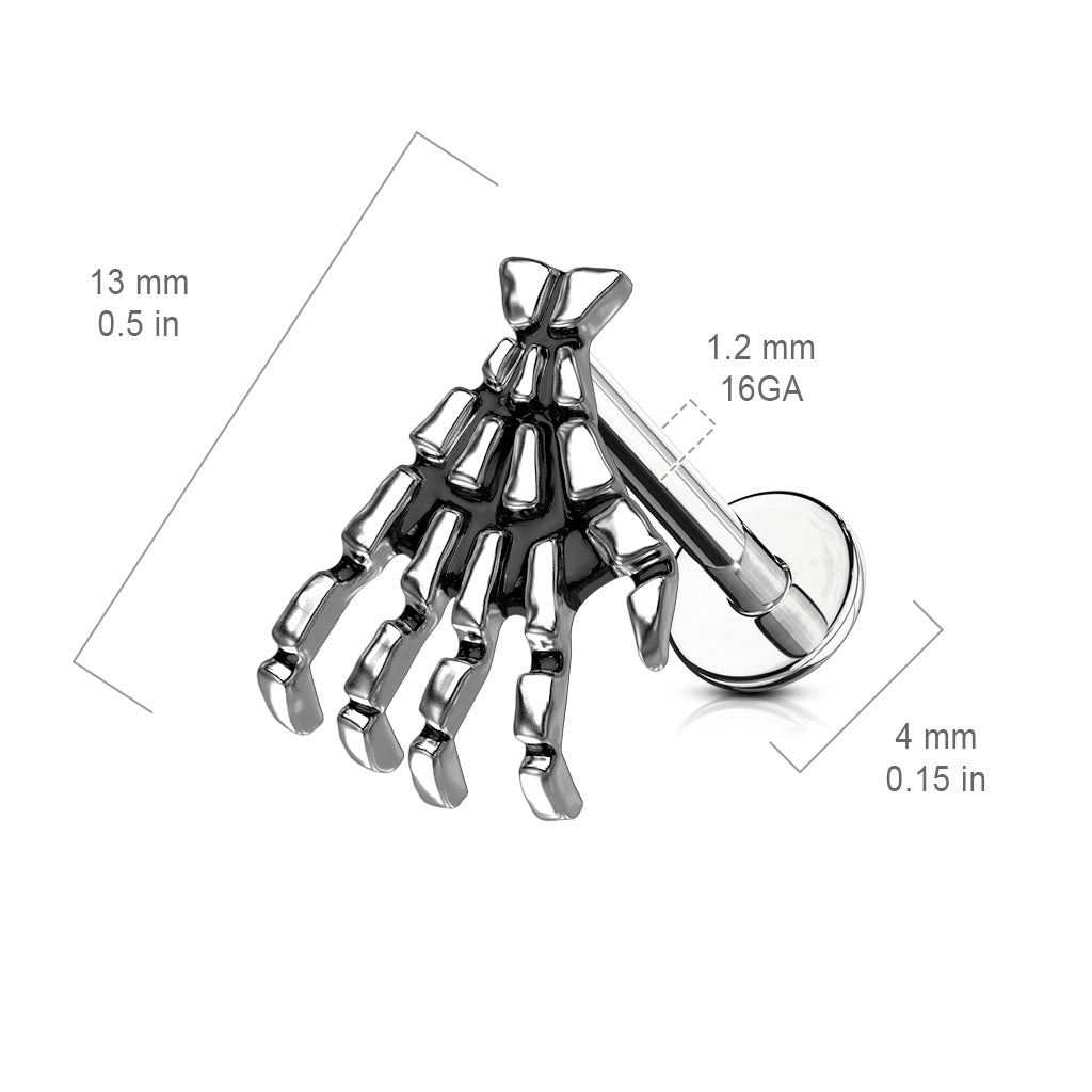 Skeleton Hand Stud - 316L Stainless Steel