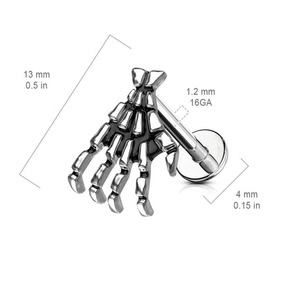 Skeleton Hand Stud - 316L Stainless Steel