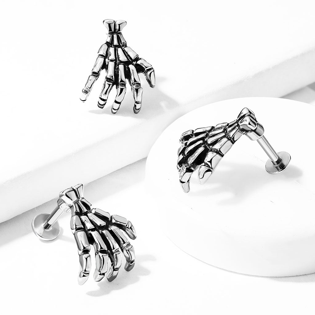 Skeleton Hand Stud - 316L Stainless Steel