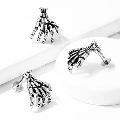 Skeleton Hand Stud - 316L Stainless Steel