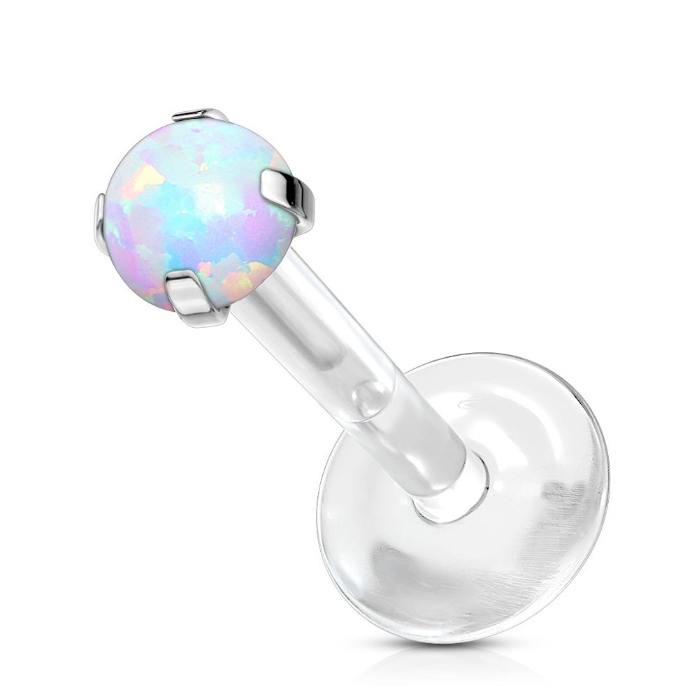 Push-in Prong Set Synthetic Opal Lip Cartilage Tragus Stud
 - Bioflex