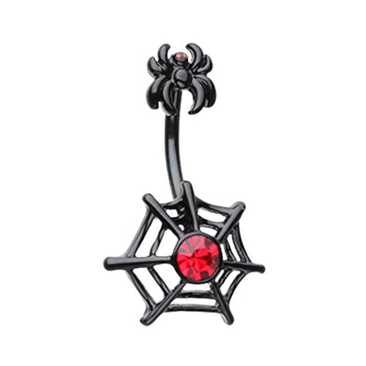 Arachnid Spider and Web Belly Button Ring - 316L Stainless Steel