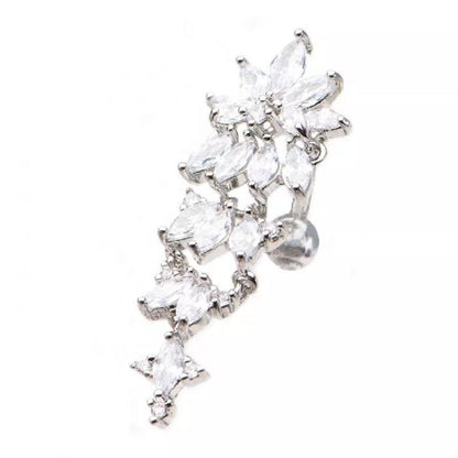 Multigem Crystal Cluster Reverse Top-Down Belly Button Ring - Stainless Steel