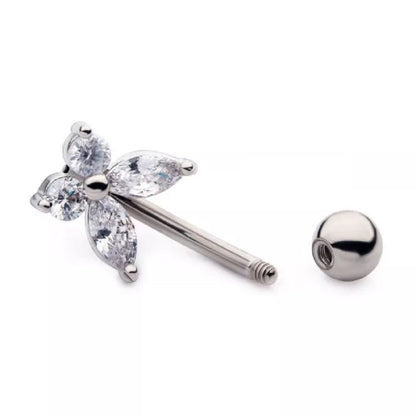 Clear Simple CZ Butterfly Belly Button Ring - 316L Stainless Steel