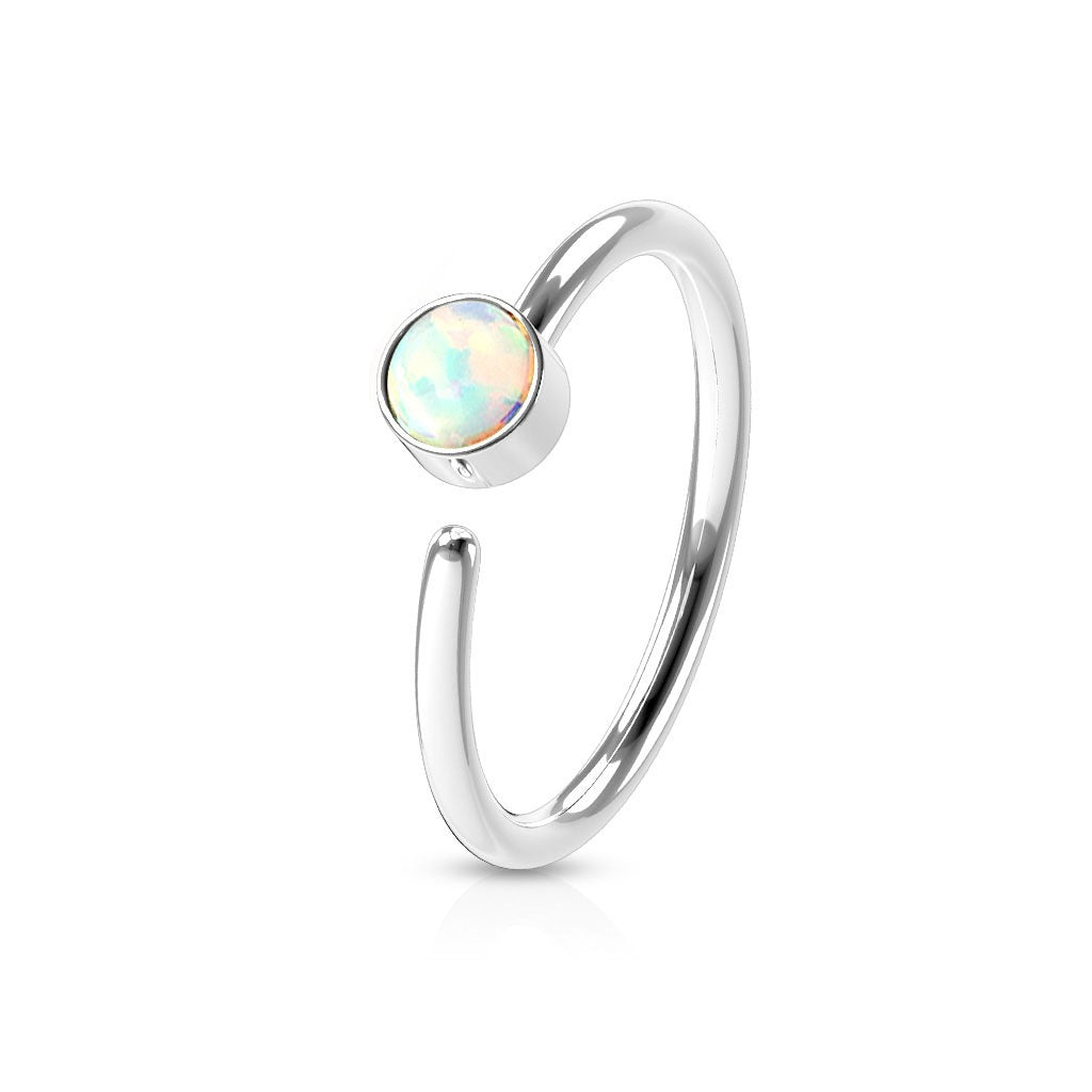 Synthetic Opal Set Cartilage Helix Nose Ring - 316L Surgical Steel