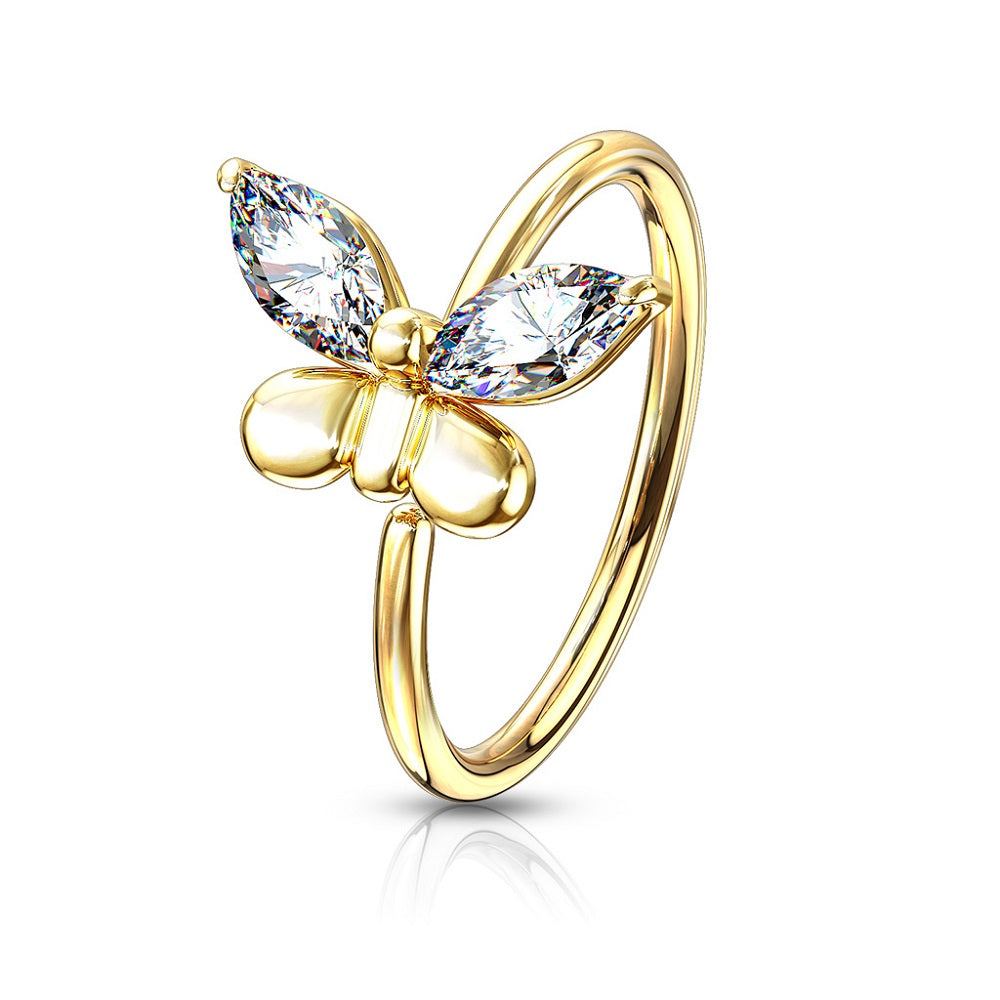 CZ Crystal Butterfly Bendable Annealed Nose Cartilage Ring