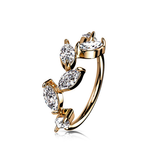 Multi Marquise CZ Crystal Vine Bendable Hoop Ring - Brass