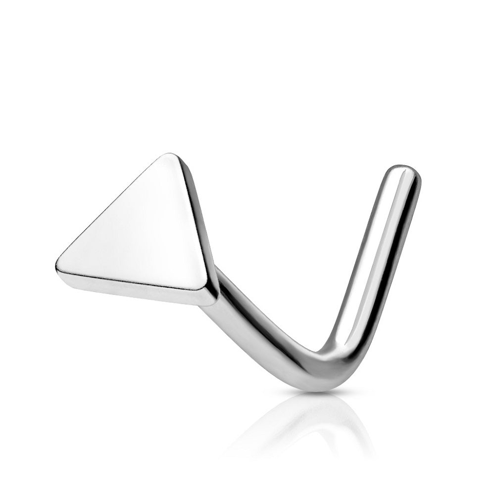 Triangle Flat Top L-Bend Nose Stud - Stainless Steel