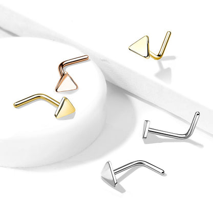 Triangle Flat Top L-Bend Nose Stud - Stainless Steel