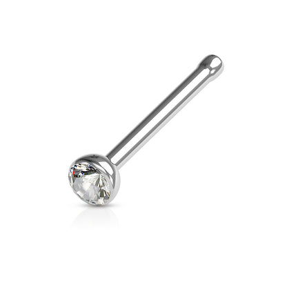 Press Fit CZ Crystal Gem Nose Bone Stud - Stainless Steel