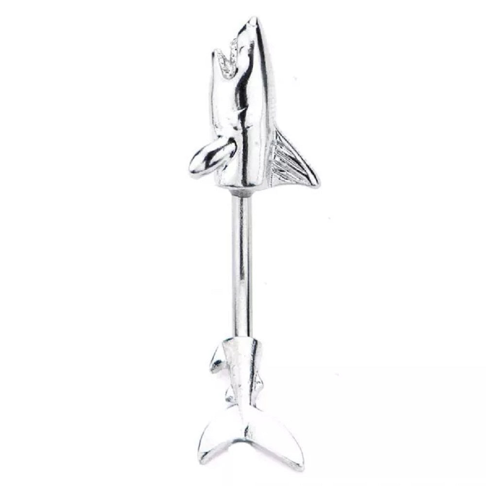 Shark In and Out Split Belly Button Ring - Stainless Steel