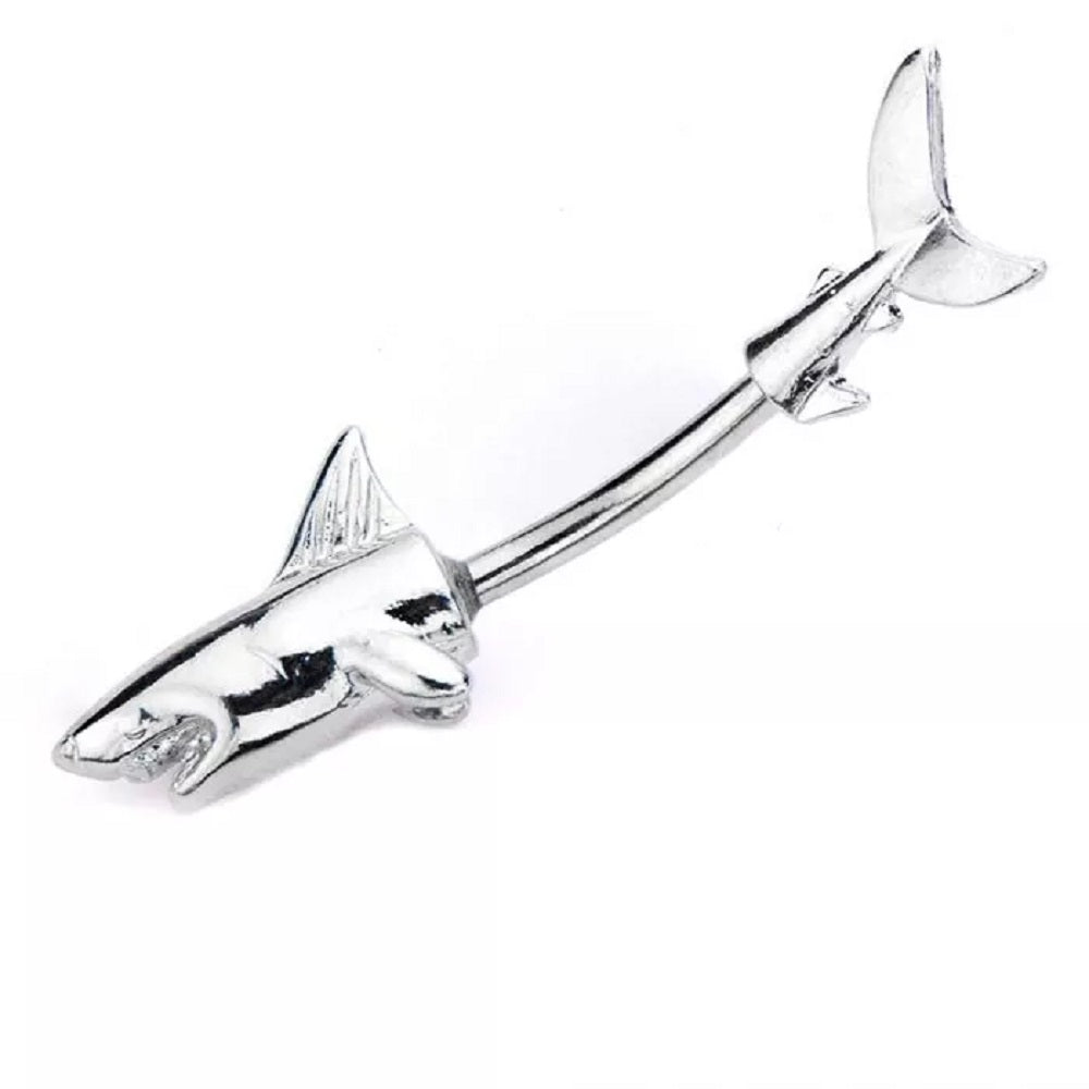 Shark In and Out Split Belly Button Ring - Stainless Steel