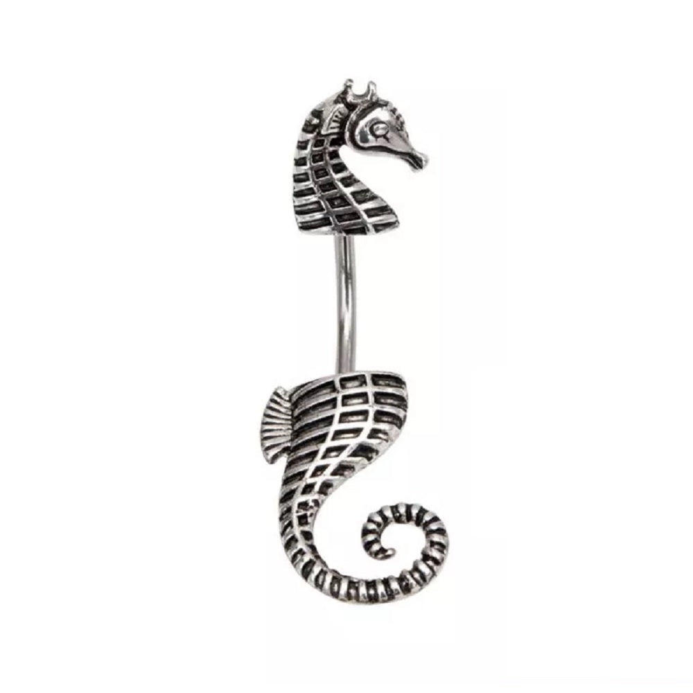 Seahorse In and Out Belly Button Ring - 316L Stainless Steel