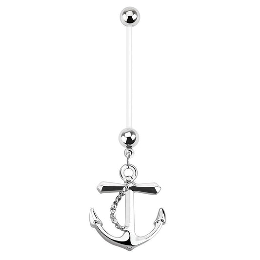 Nautical Anchor Pregnancy Belly Button Ring - Stainless Steel