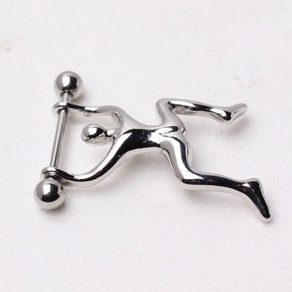 Climbing Man Nipple Barbells - 316L Stainless Steel - Pair