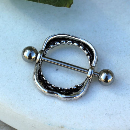 Open Shark Mouth Nipple Shield Barbells - 316L Stainless Steel - Pair