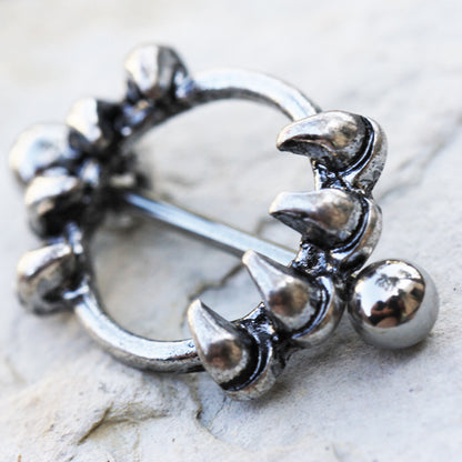 Gothic Claw Nipple Shield Barbells - Stainless Steel - Pair