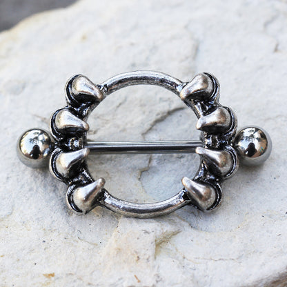 Gothic Claw Nipple Shield Barbells - Stainless Steel - Pair