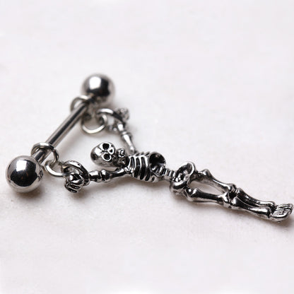 Skeleton Dangling Nipple Barbells - 316L Stainless Steel - Pair