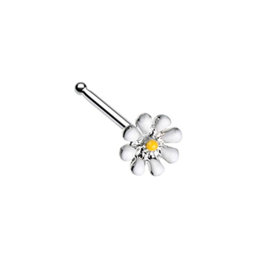 Dainty Enamel Daisy Flower Nose Bone Stud - 316L Stainless Steel