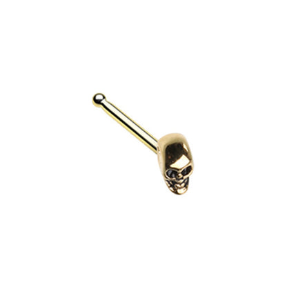 3D Skull Head Nose Bone Stud Ring - 316L Stainless Steel