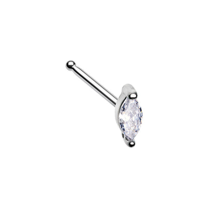 CZ Crystal Marquise Nose Bone Stud
 - Stainless Steel