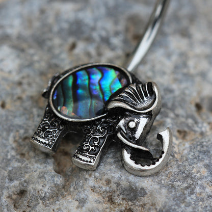 Abalone Shell Elephant Belly Button Ring - 316L Stainless Steel