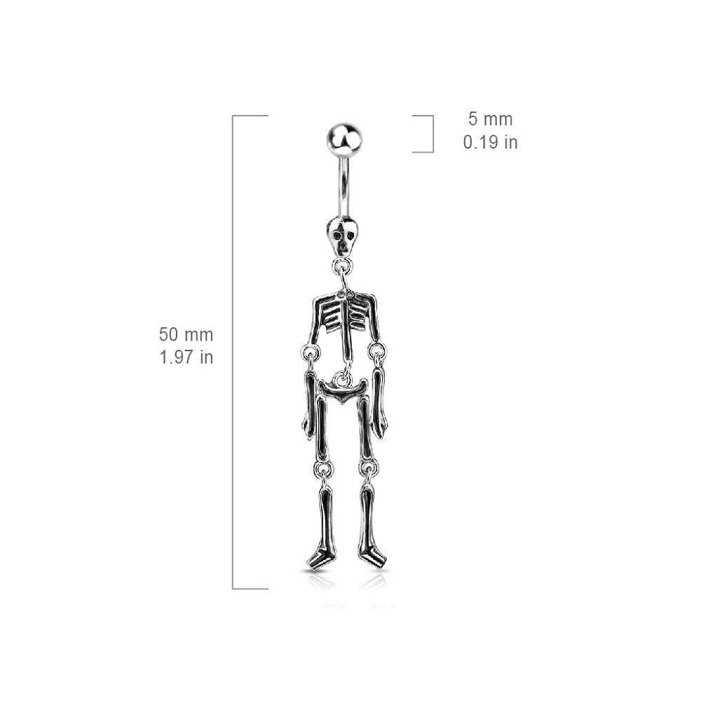 Skeleton Dangling Belly Ring - Stainless Steel