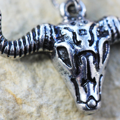 Antique Bull Skull Head Dangle Belly Button Ring - Stainless Steel