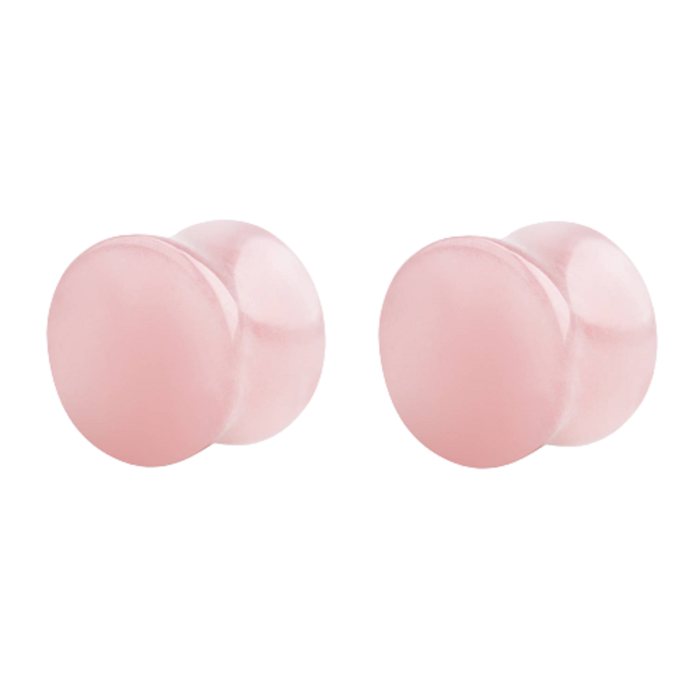 Rose Quartz Natural Stone Double Flared Plugs