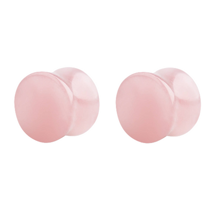 Rose Quartz Natural Stone Double Flared Plugs