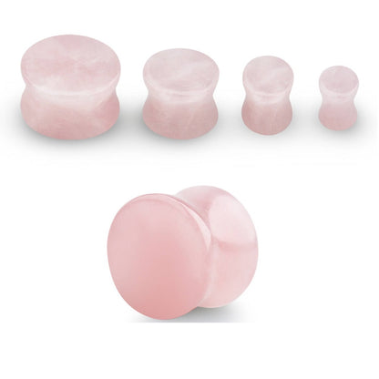 Rose Quartz Natural Stone Double Flared Plugs