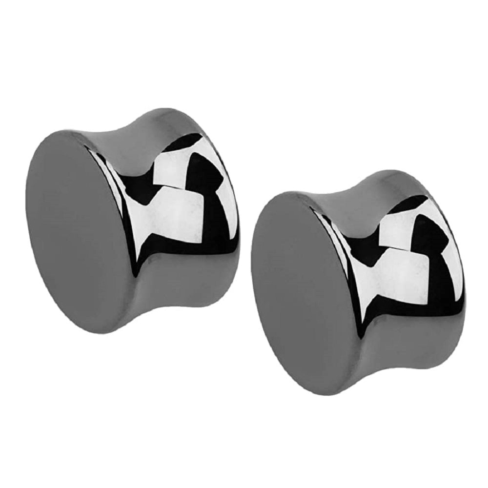 Hematite Stone Double Flared Plugs - Pair