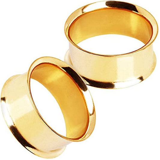 Double Flared Tunnels - Gold Plated Stainless Steel - Pair