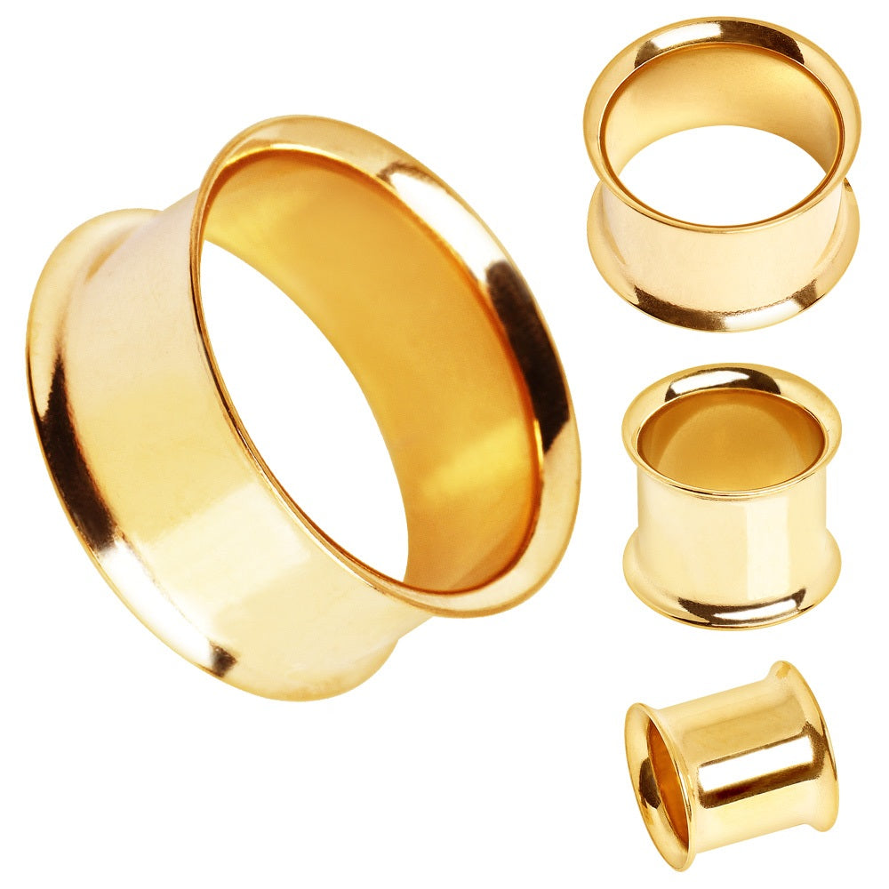 Double Flared Tunnels - Gold Plated Stainless Steel - Pair