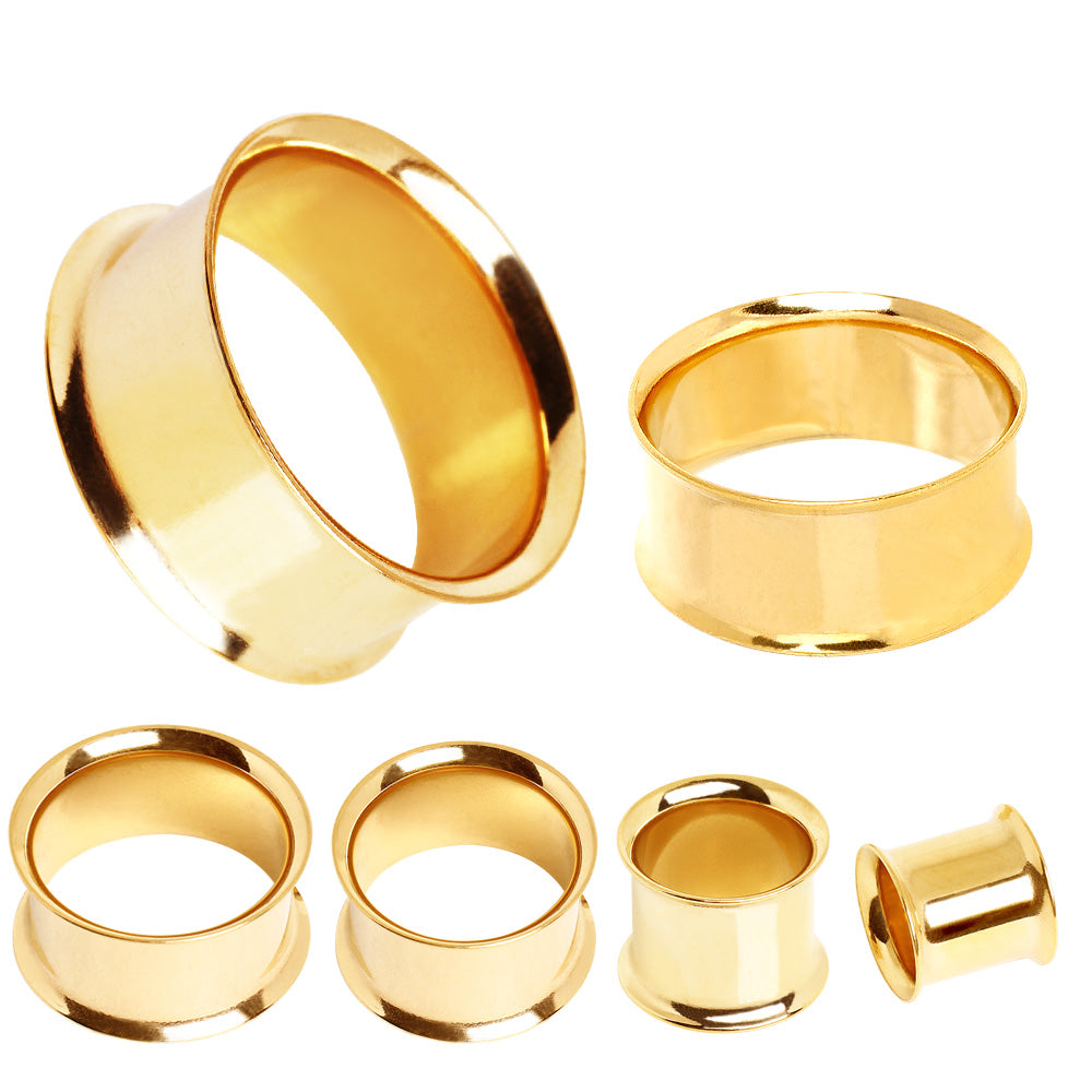 Double Flared Tunnels - Gold Plated Stainless Steel - Pair