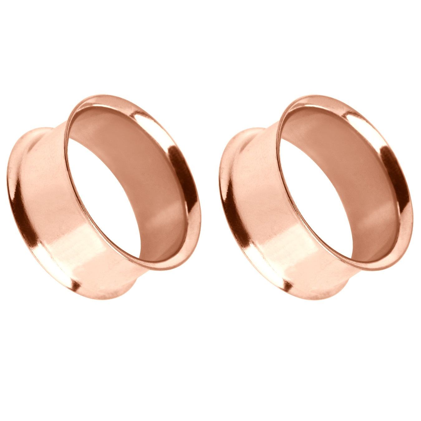 Double Flared Tunnels - Rose Gold Plated Stainless Steel - Pair
