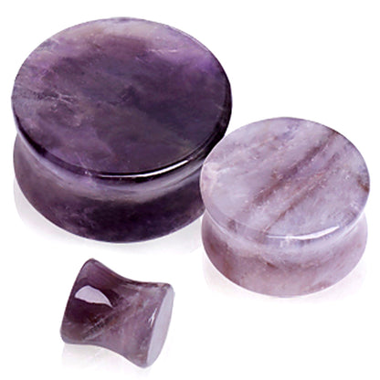 Natural Amethyst Semi-Precious Stone Saddle Plugs