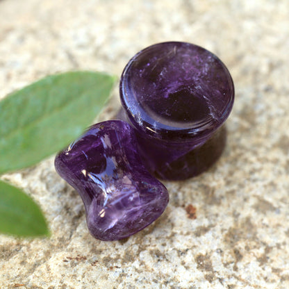 Natural Amethyst Semi-Precious Stone Saddle Plugs