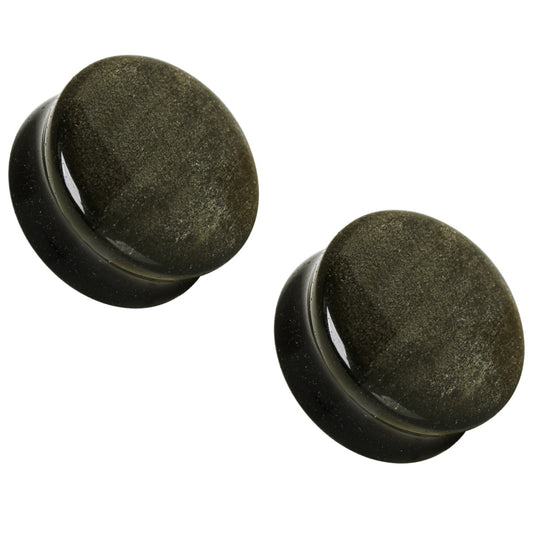 Natural Golden Obsidian Stone Saddle Plugs