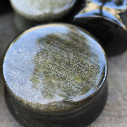 Natural Golden Obsidian Stone Saddle Plugs