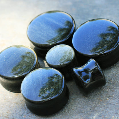 Natural Golden Obsidian Stone Saddle Plugs