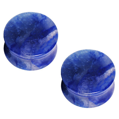 Natural Blue Adventurine Stone Double Flared Saddle Plug Gauges