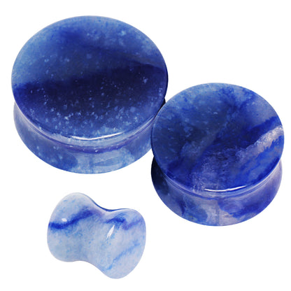 Natural Blue Adventurine Stone Double Flared Saddle Plug Gauges