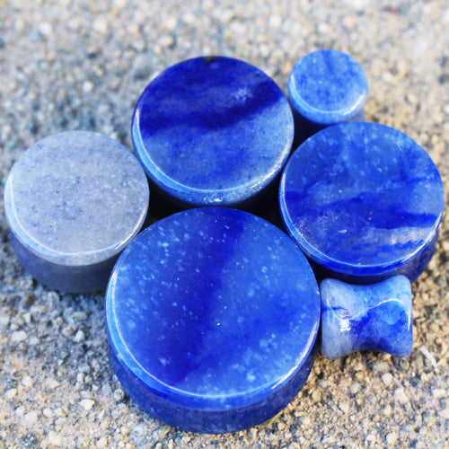 Natural Blue Adventurine Stone Double Flared Saddle Plug Gauges