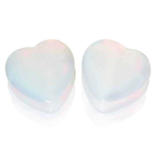 Synthetic Opal Heart Shaped Saddle Plugs