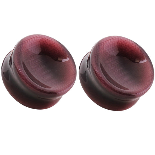 Natural Purple Cat's Eye Concave Stone Saddle Plugs