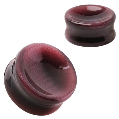 Natural Purple Cat's Eye Concave Stone Saddle Plugs